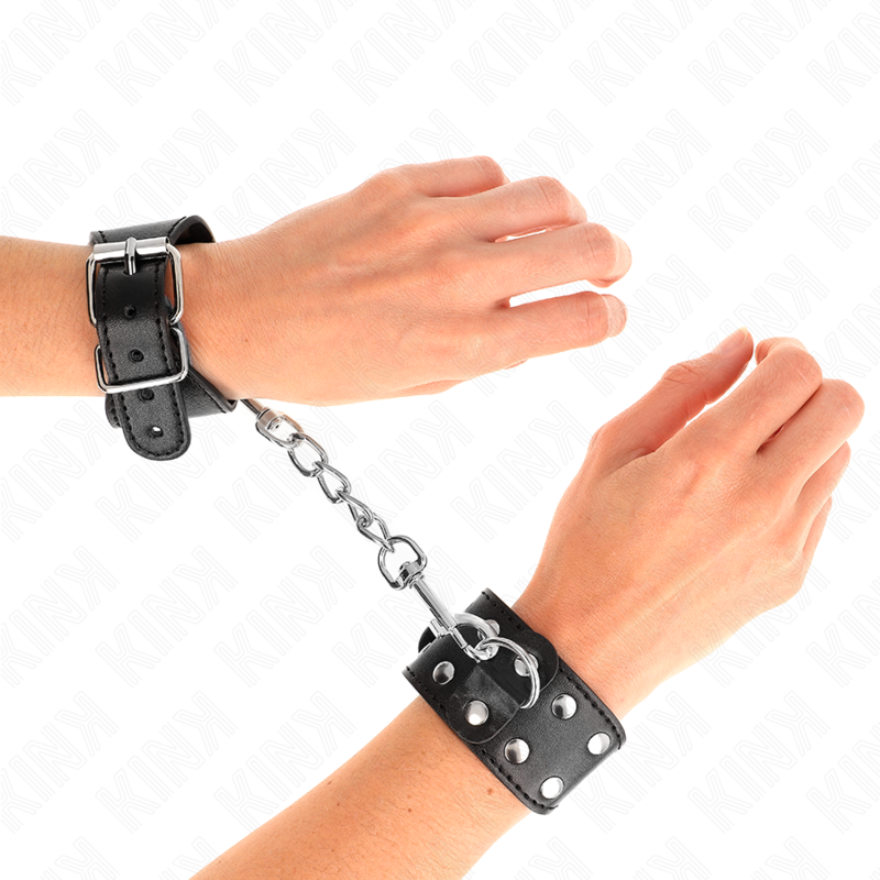 Белезници за китки KINK с двоен ред регулируеми нитове, черни