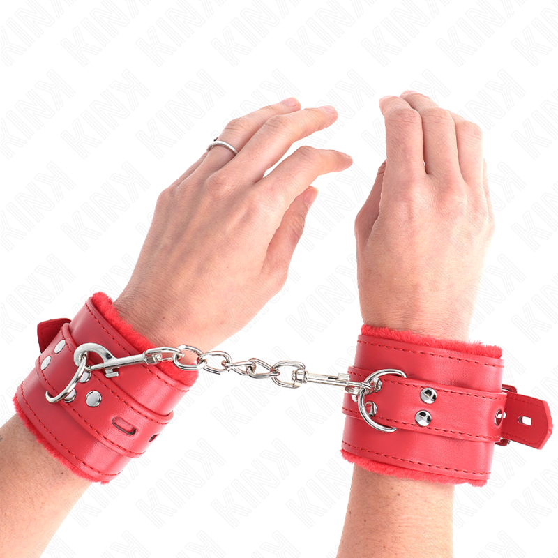Червени белезници KINK с мека подплата и квадратни отвори