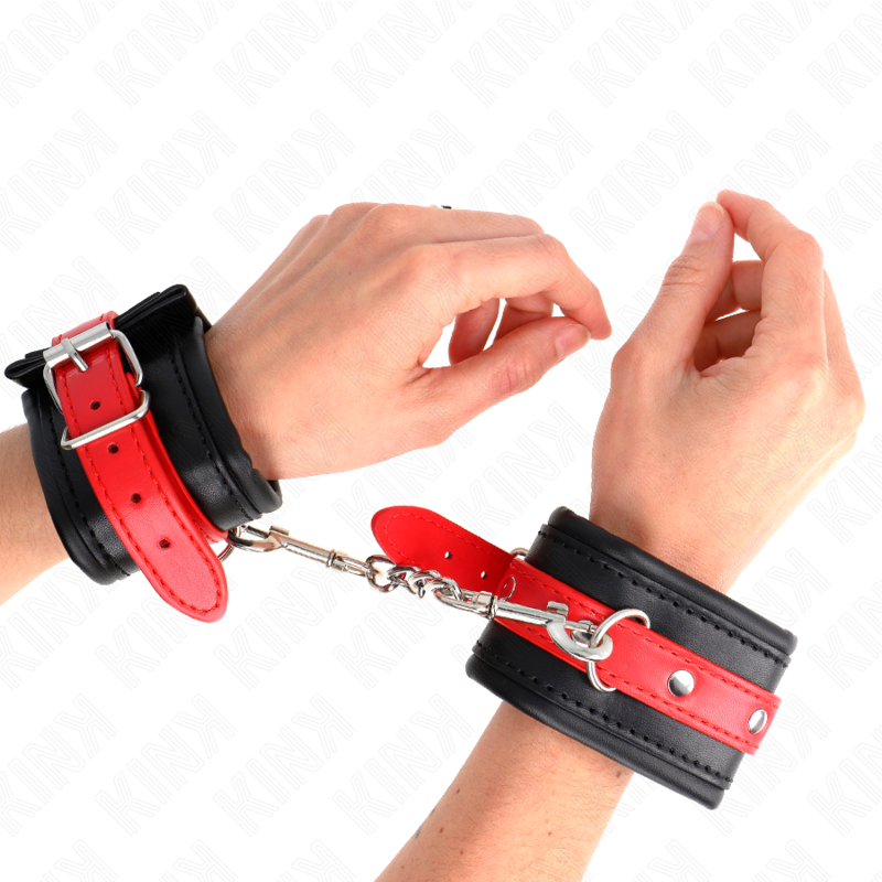 Регулируеми маншети за китки KINK в черно с червена лента