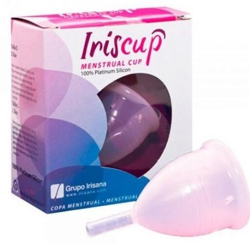 Менструална чашка IRISCUP, голям размер, розова, със стерилизираща торбичка