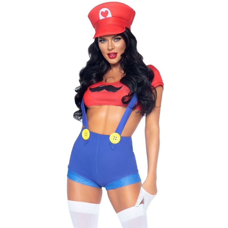 Секси костюм Leg Avenue в стил Mario Bros, червен и син, размер M