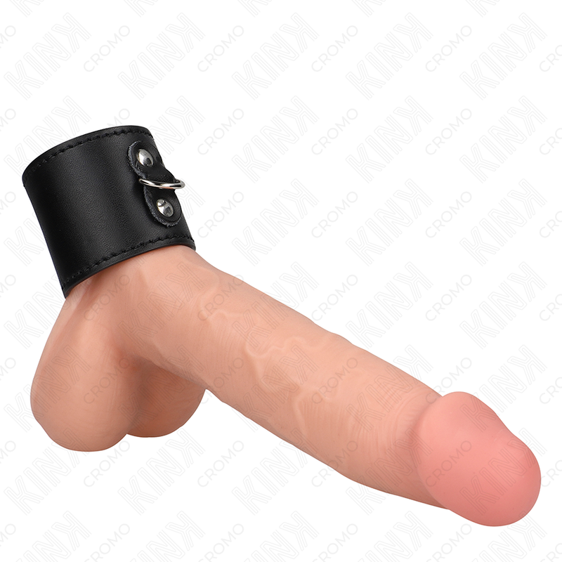Кожен пенис пръстен KINK със закопчаване с тик так, 18 × 5 cm