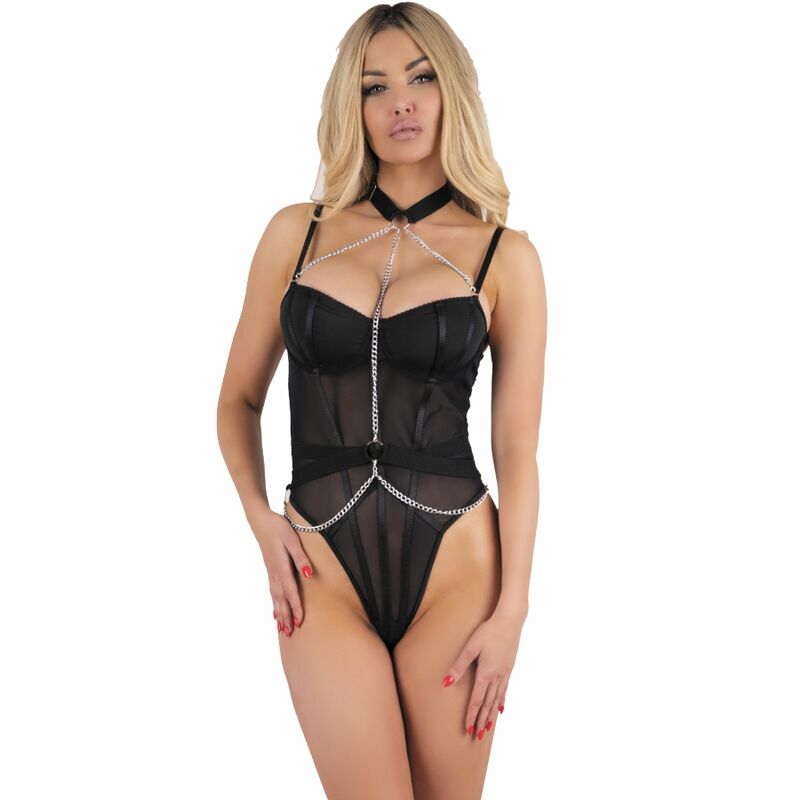Съблазнителен комплект с халат, нощница и прашки в черно LIVCO CORSETTI FASHION