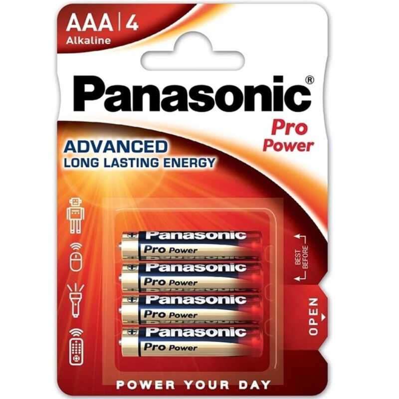 Алкални батерии AAA, комплект от 4 броя, дълготрайна енергия за устройства PANASONIC