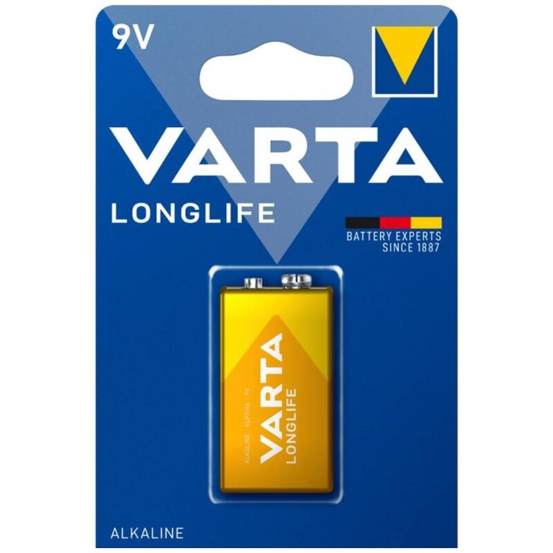 Алкална батерия VARTA 9 V с дълъг живот за димни детектори и устройства