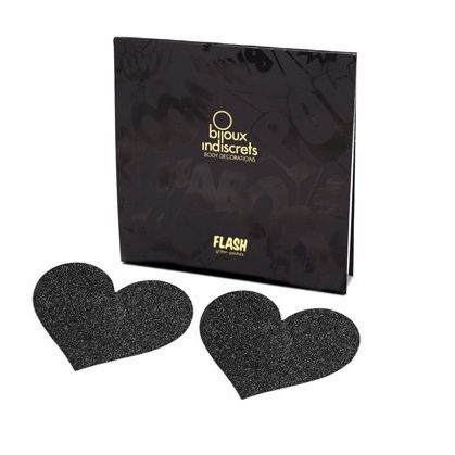 Bijoux Indiscrets Flash Black Heart лепенки за зърна