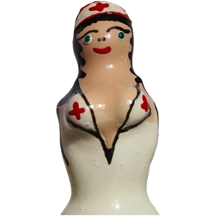 CONDOMERIE Nurse Blond, ръчно рисуван декоративен презерватив като еротичен подарък