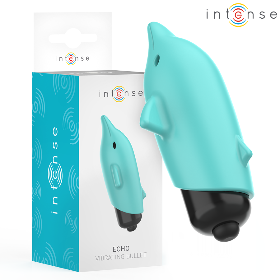 Мини вибратор INTENSE Echo Dolphin, син