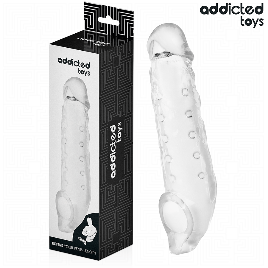 ADDICTED TOYS прозрачен калъф за пенис, размер M, 27 см