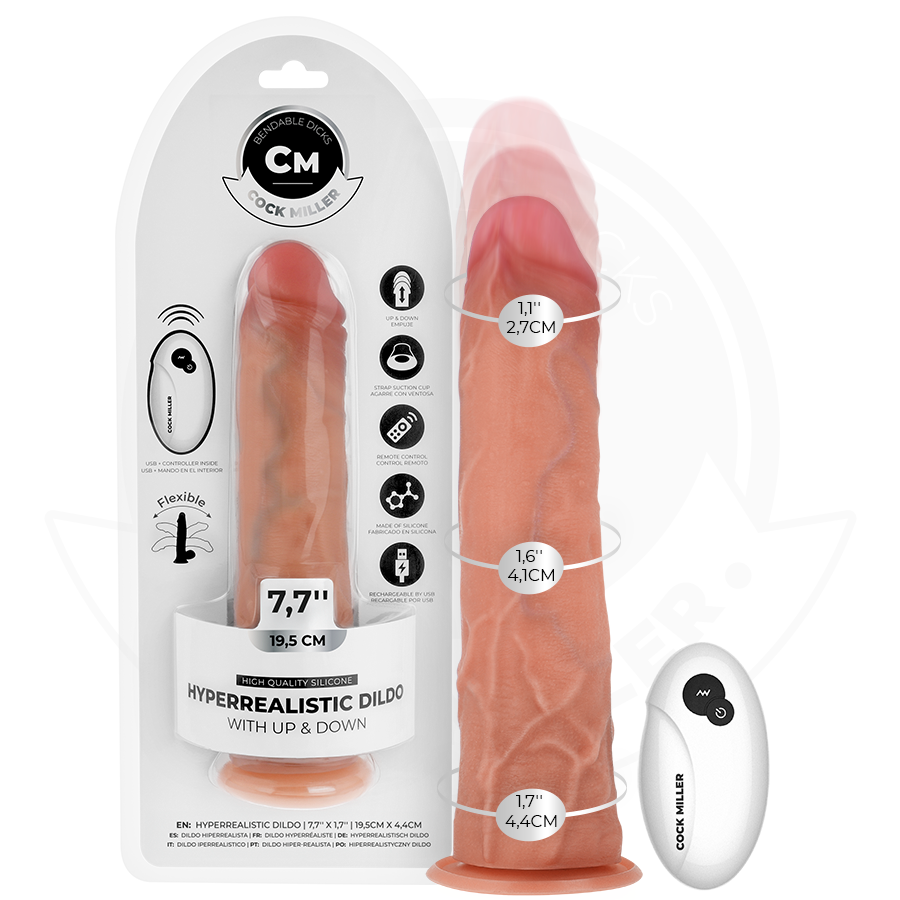 Хиперреалистично дилдо с тласкаща функция и вакуумна основа, 19,5 cm COCK MILLER