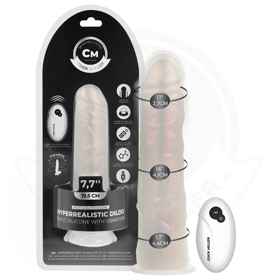 Вибриращо дилдо с вендуза и LED светлина за игра със свободни ръце COCK MILLER