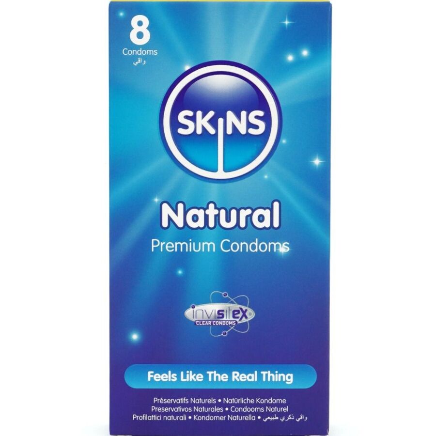 Презервативи SKINS Natural стандартен размер, 8 броя