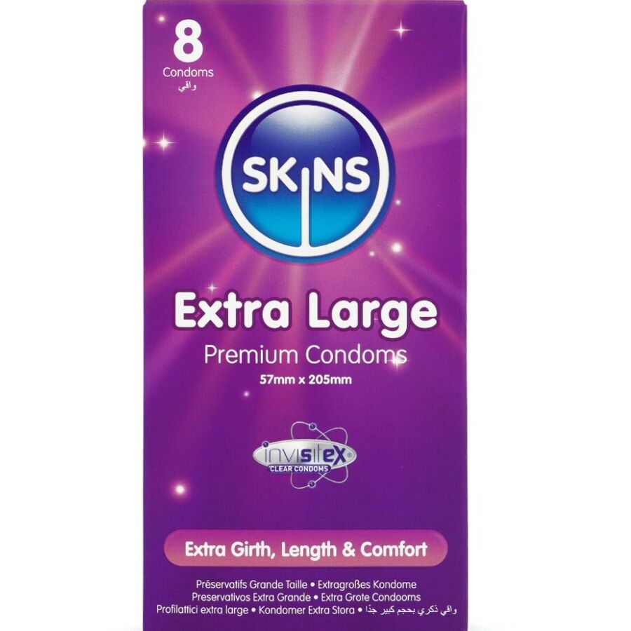 SKINS Extra Large големи презервативи, 8 броя