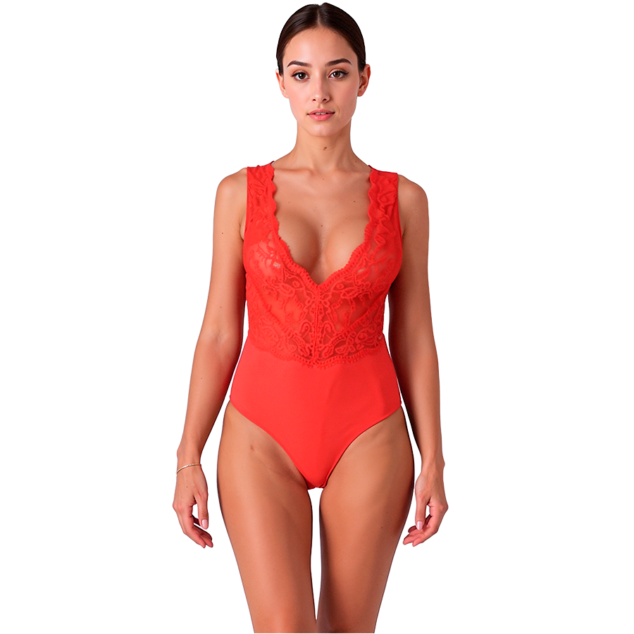 PASSION EVALIE дантелено боди в червено S/M