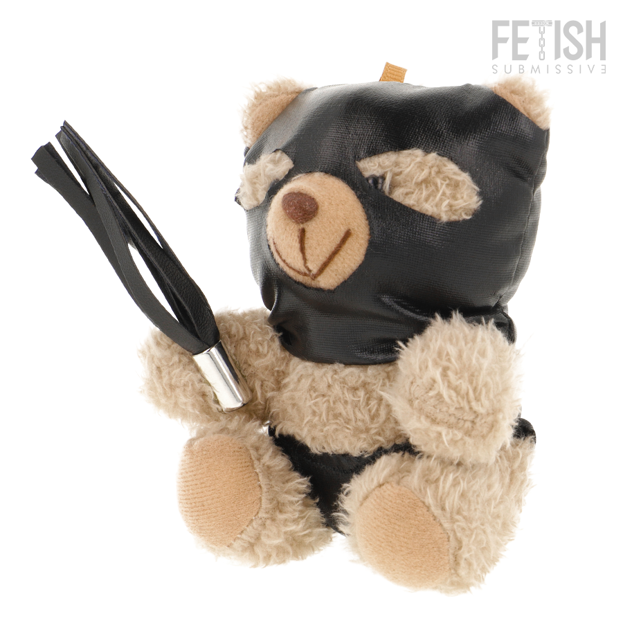 Плюшено мече FETISH SUBMISSIVE Luno с маска и камшик за BDSM