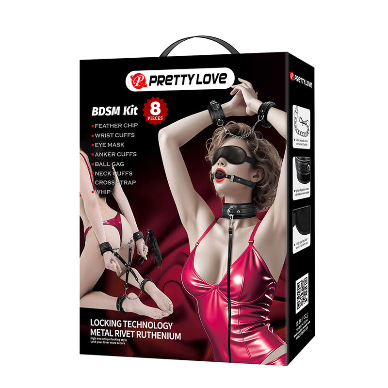 Комплект Pretty Love за BDSM с 8 аксесоара, черен