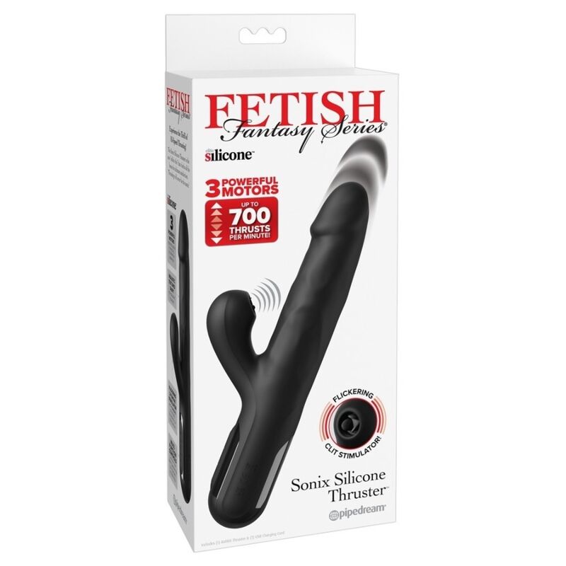 Fetish Fantasy Series Sonix заешки вибратор с тласкаща функция, черен