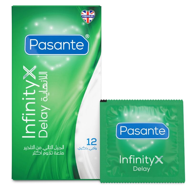 Презервативи PASANTE Infinity Delay със забавящ лубрикант, 12 броя