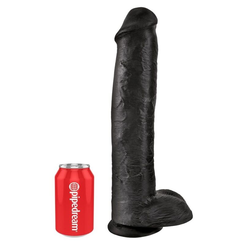 Реалистично дилдо KING COCK с тестиси, 38 см, черно