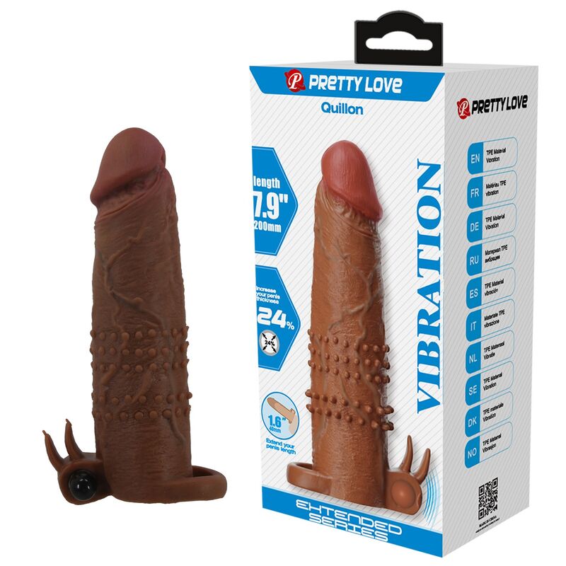 PRETTY LOVE Quillon мастурбаторна ръкав за пенис с вибриращ bullet, 20 см