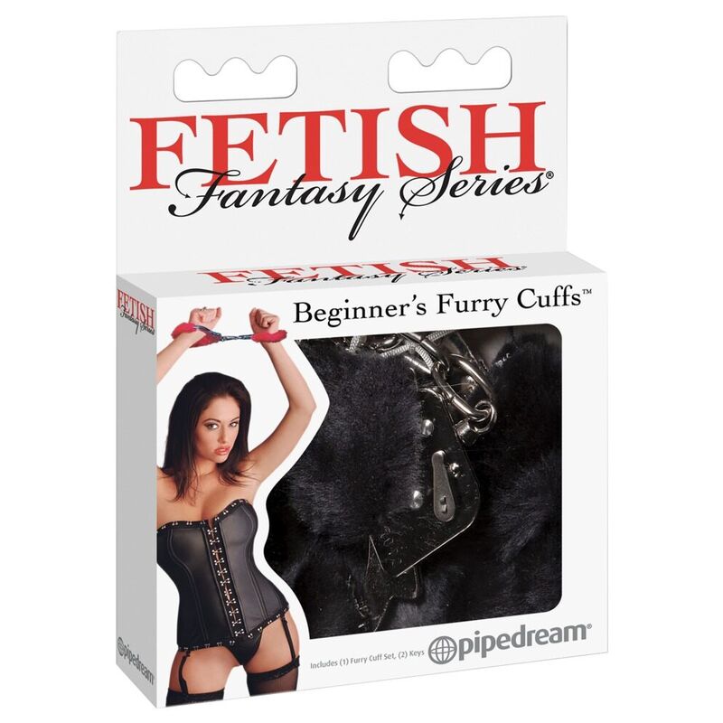 FETISH FANTASY SERIES Furry Cuffs, черни белезници