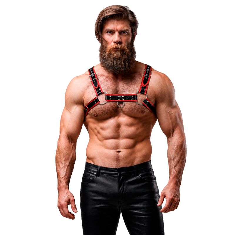 Мъжки харнес FETISH SUBMISSIVE ATTITUDE в черно и червено