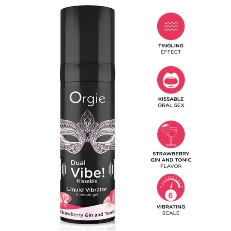 ORGIE Dual Vibe стимулиращ гел с вкус на ягода и джин тоник, 15 ml