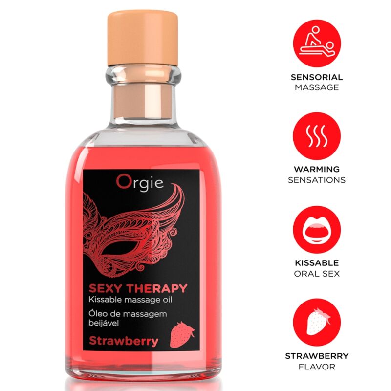 Комплект ORGIE Strawberry Kissable с масажно олио, перце и наръчник
