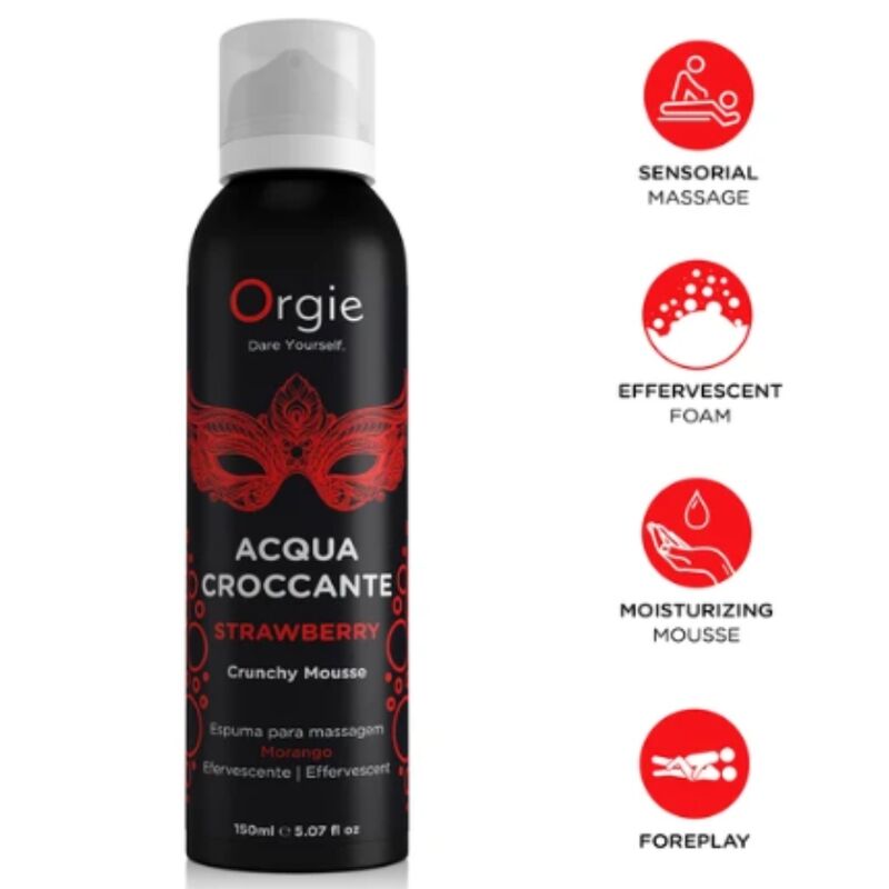 ORGIE Acqua Croccante Strawberry Crunchy Massage Mousse, масажен мус с ягодов характер, 150 ml