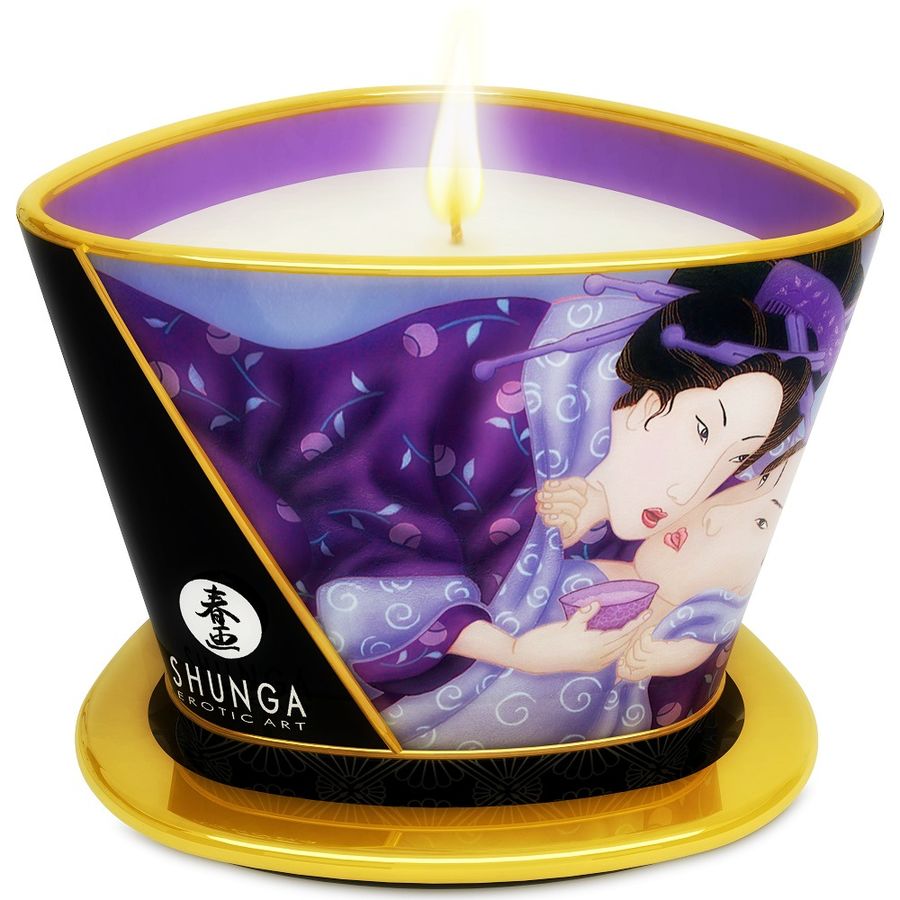Масажна свещ Shunga Mini Caress с екзотичен плодов аромат, 170 ml