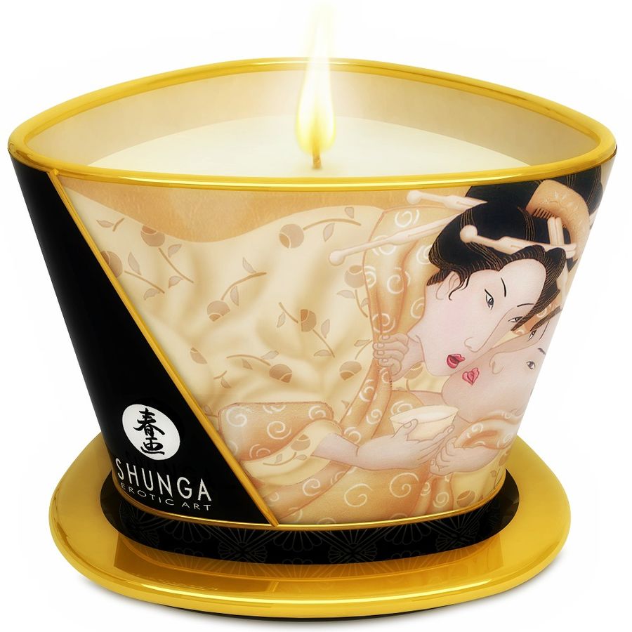 Shunga Mini Caress by Candlelight масажна свещ с аромат на ванилия, 170 ml