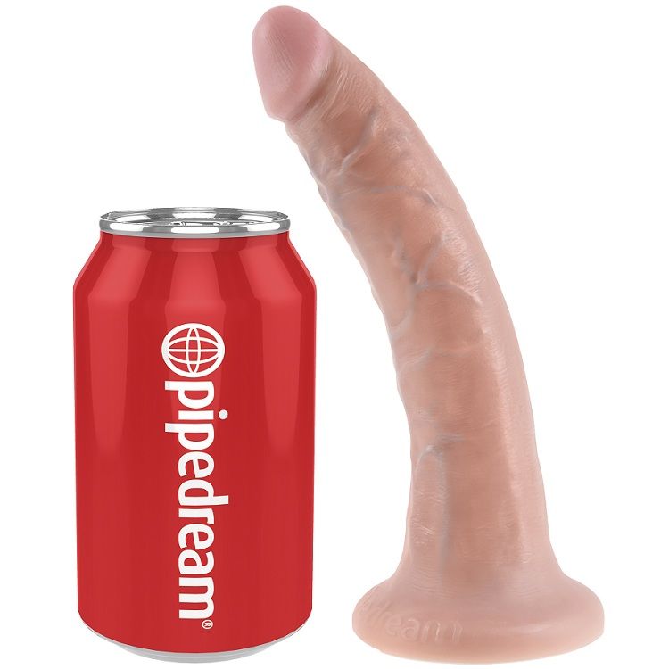 Дилдо KING COCK 7 с вендуза, телесен цвят, 17,8 cm
