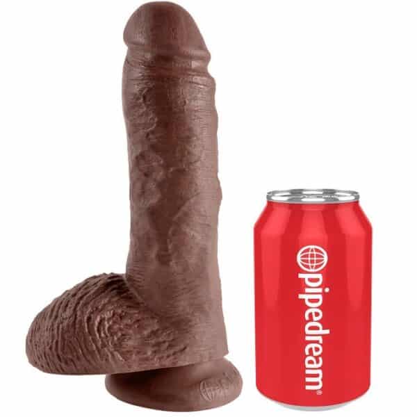 Реалистично дилдо KING COCK с тестиси, кафяво, 20,3 см