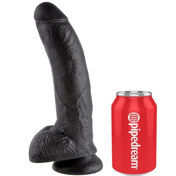 KING COCK дилдо с тестиси, черно, 22,9 cm