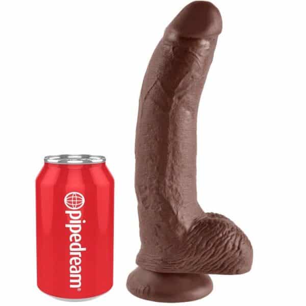 KING COCK дилдо с тестиси, кафяво, 22,9 см