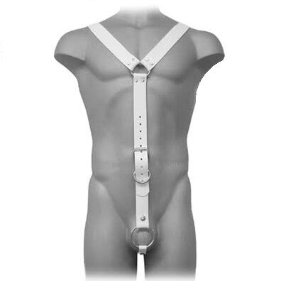 LEATHER BODY мъжки кожен х harness в бяло
