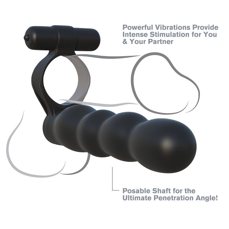 FANTASY C-RINGZ Posable Double Penetrator, вибриращ пенис пръстен