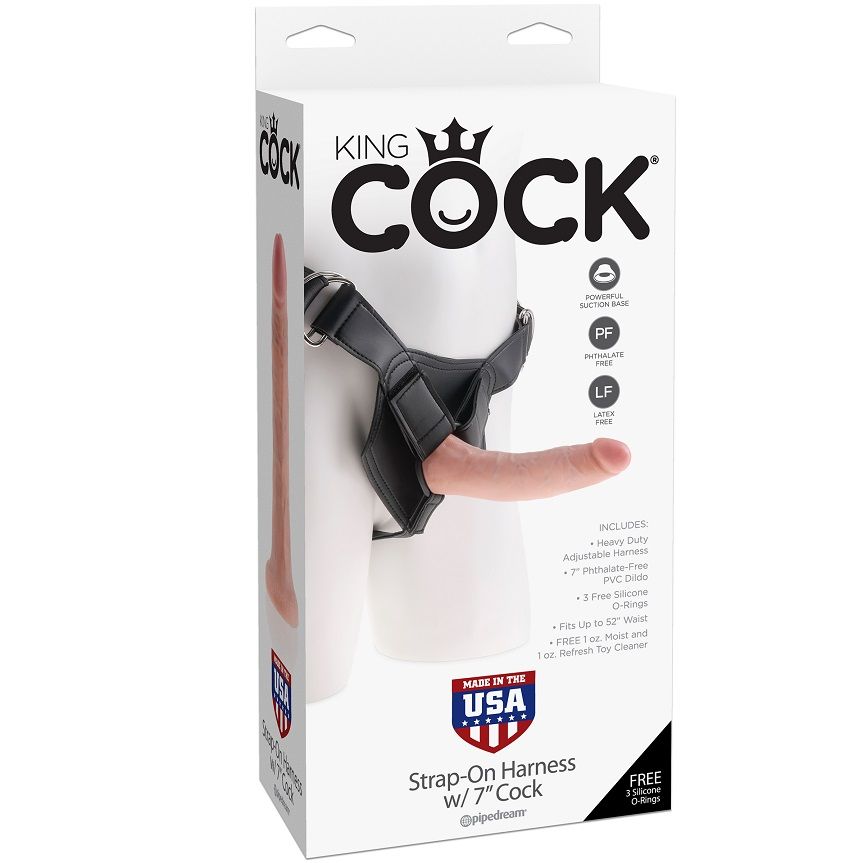 KING COCK комплект за страпон с реалистичен пенис с дължина 17,8 cm