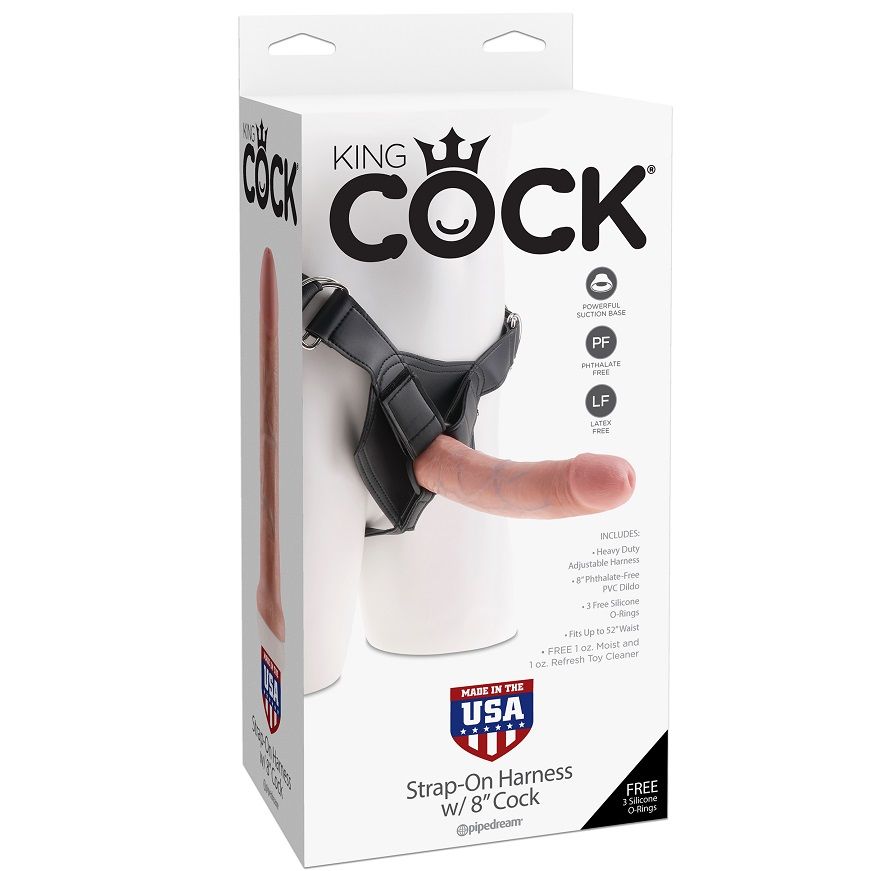 Комплект за страпон KING COCK с реалистичен пенис с дължина 20,3 cm