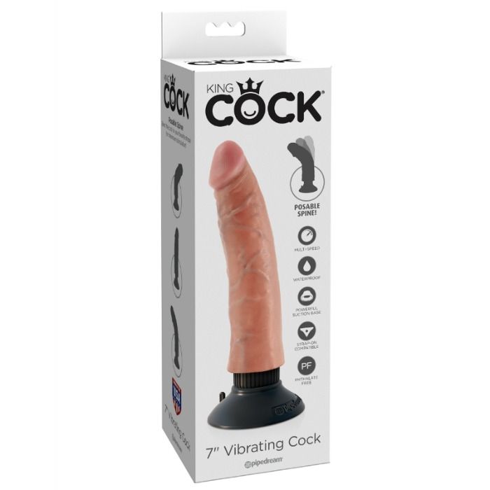 Реалистичен вибратор KING COCK, телесен цвят, 17,78 cm