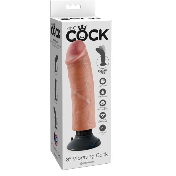 Реалистичен вибратор KING COCK, 20,32 cm, телесен цвят