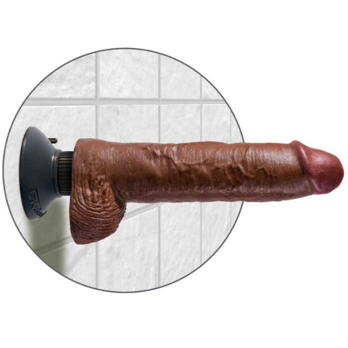 KING COCK реалистичен вибратор с вендуза, 25,5 cm, кафяв