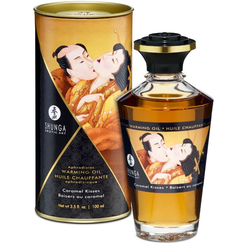 Масажно олио SHUNGA със загряващ ефект и вкус на карамел, 100 ml