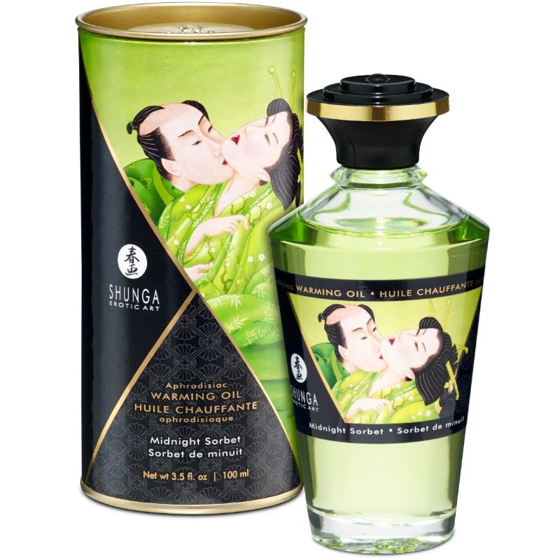 Масажно олио Shunga Midnight Sorbet със загряващ ефект, 100 ml
