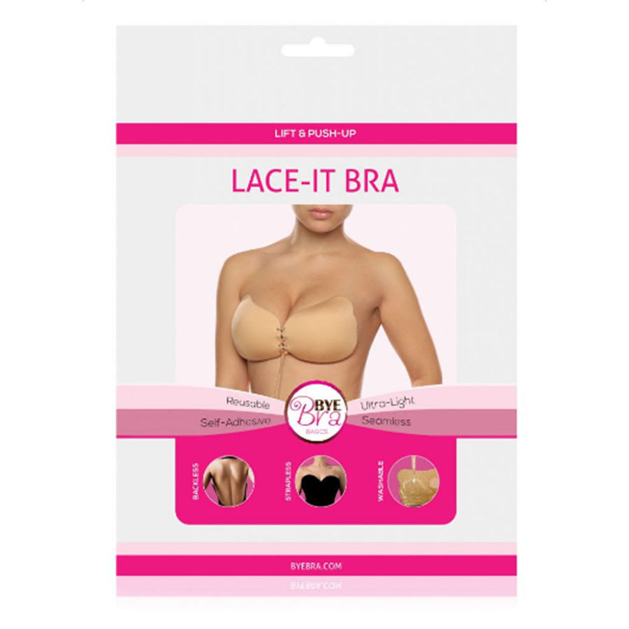 BYE BRA Lace It самозалепващ повдигащ сутиен с дантела, бежов, чашка D