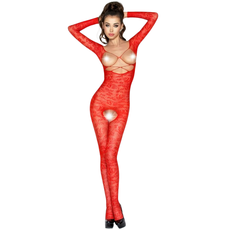 Червено мрежесто боди PASSION WOMAN BS031