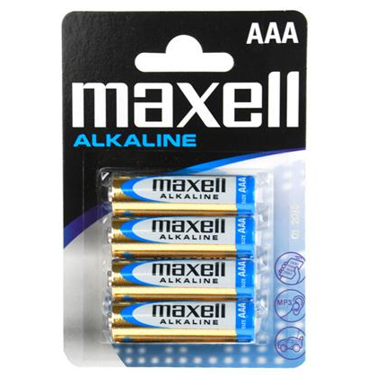 Алкални батерии AAA, комплект от 4 броя, дълъг живот за устройства MAXELL