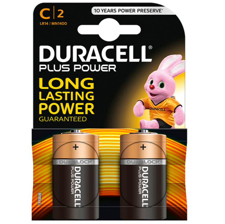 Алкална батерия DURACELL C LR14 с дълъг живот за устройства, 50 x 26 мм