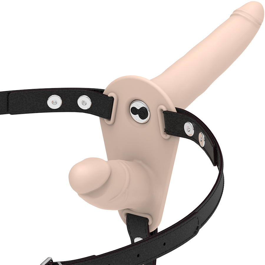 FETISH SUBMISSIVE HARNESS двоен страпон с вибратор