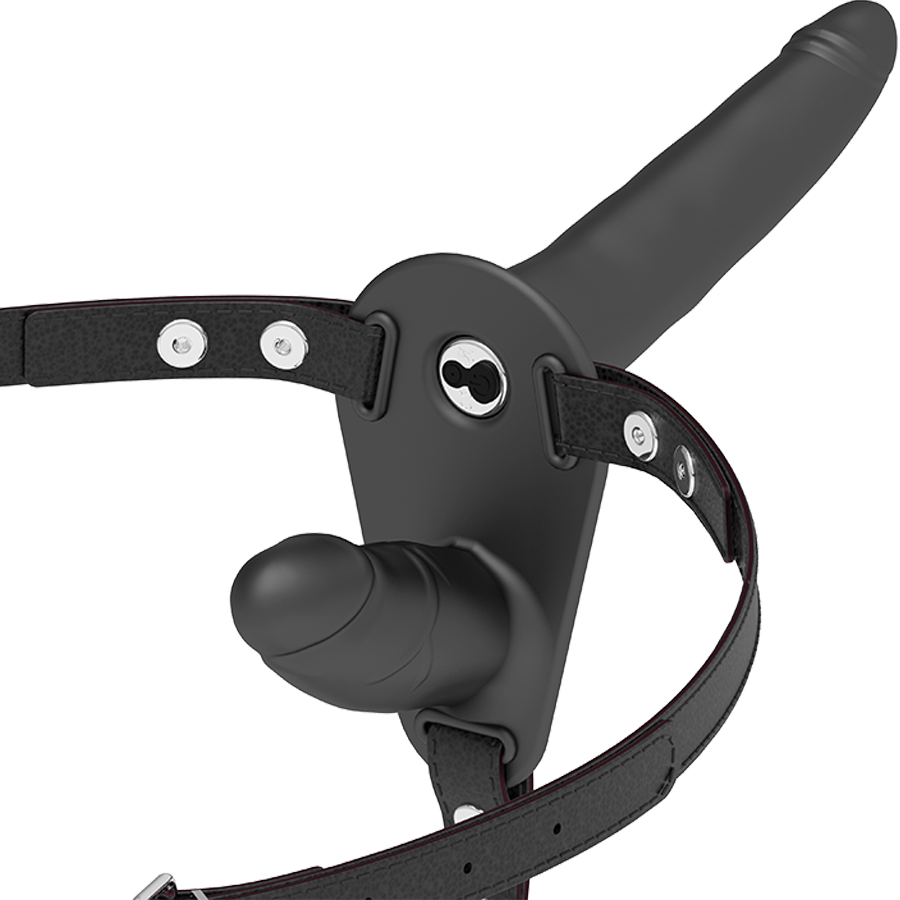 FETISH SUBMISSIVE HARNESS двоен колан за страпон с вибратор